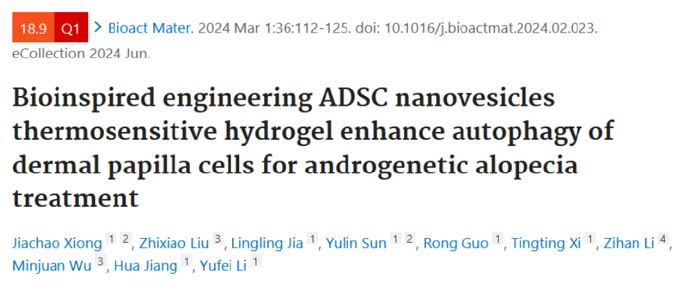 ADSC纳米微粒热敏水凝胶可提高真皮乳头细胞的自噬能力